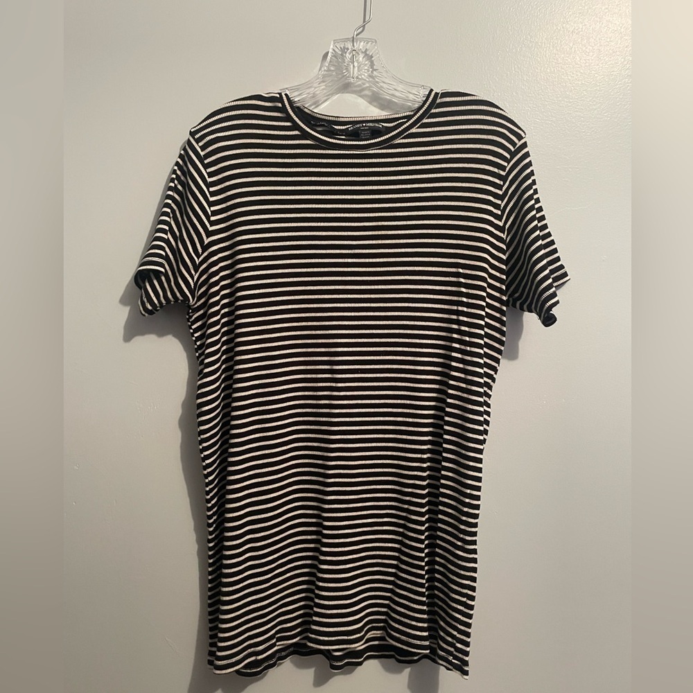 Brandy Melville Women’s One Size Striped Black White Cream Short Sleeve Top EUC - Picture 7 of 14